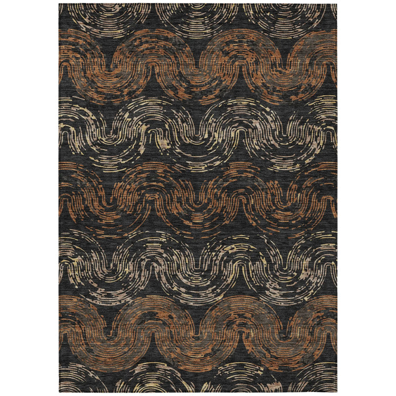 9' X 12' Black And Rust Abstract Washable Indoor Outdoor Area Rug Homeroots Outdoor