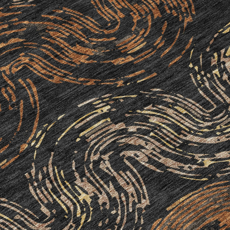 9' X 12' Black And Rust Abstract Washable Indoor Outdoor Area Rug Homeroots Outdoor