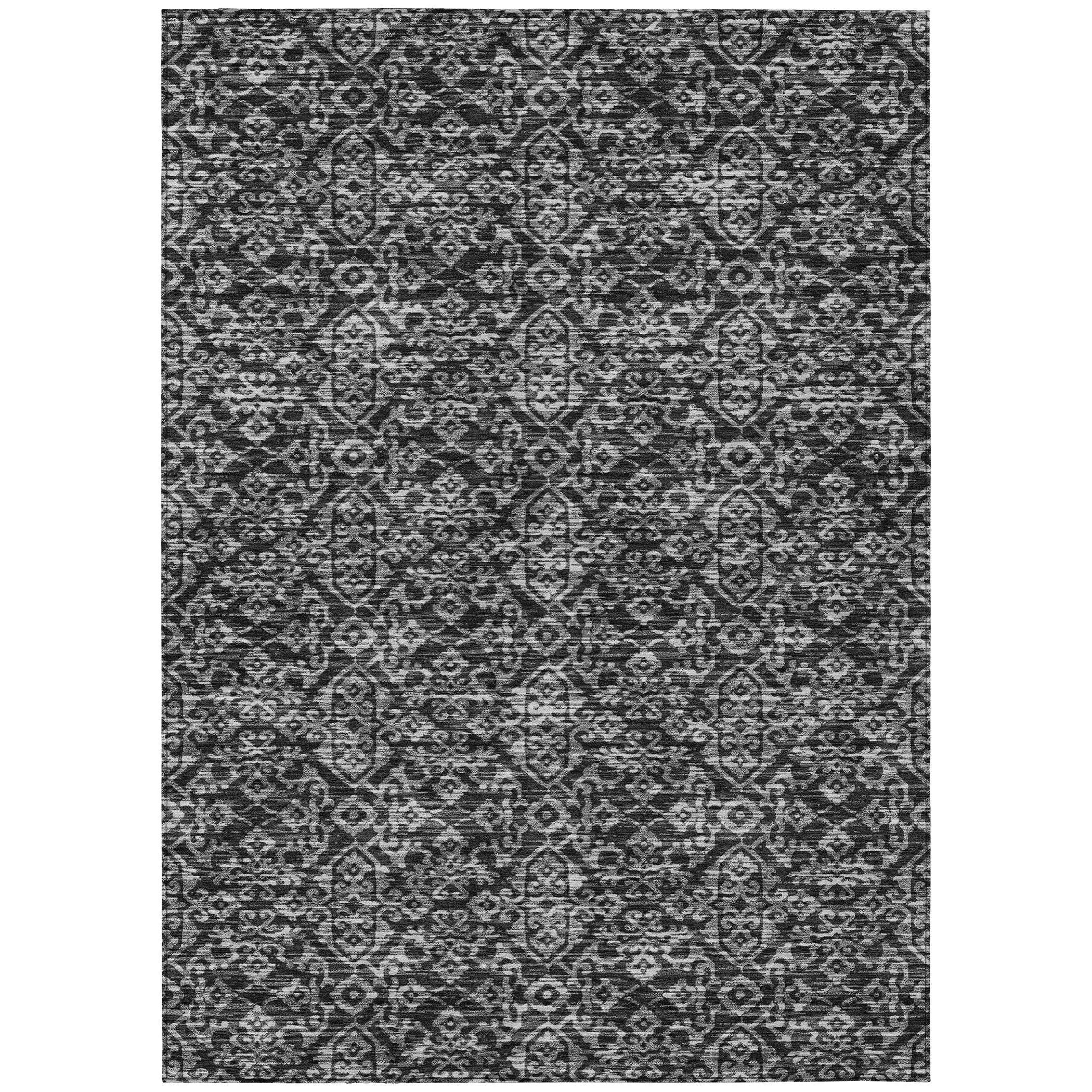 9' X 12' Black And Saffron Oriental Washable Indoor Outdoor Area Rug Homeroots Outdoor