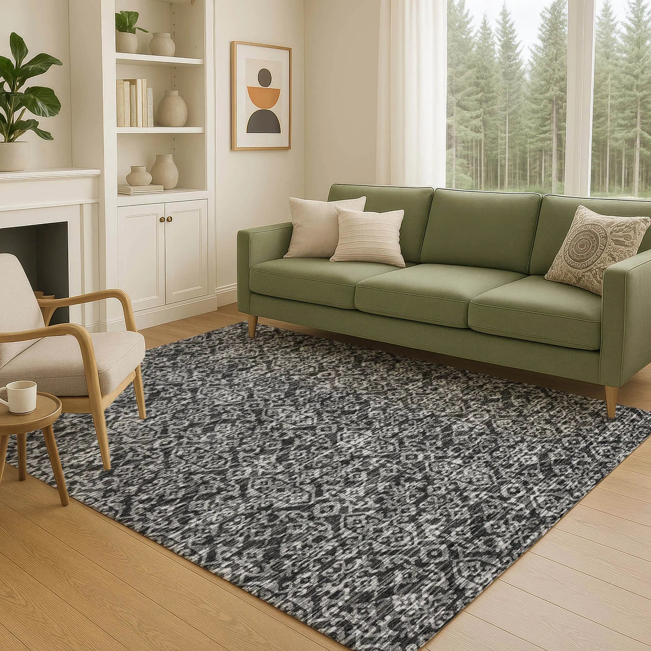 9' X 12' Black And Saffron Oriental Washable Indoor Outdoor Area Rug Homeroots Outdoor