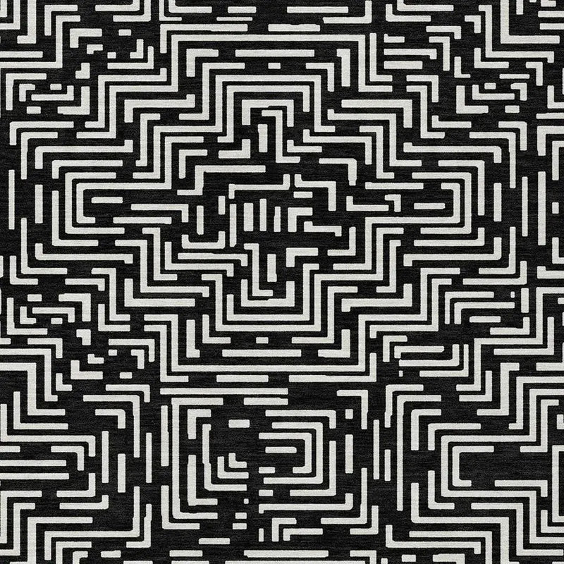 9' X 12' Black And Silver Geometric Washable Indoor Outdoor Area Rug Homeroots Outdoor
