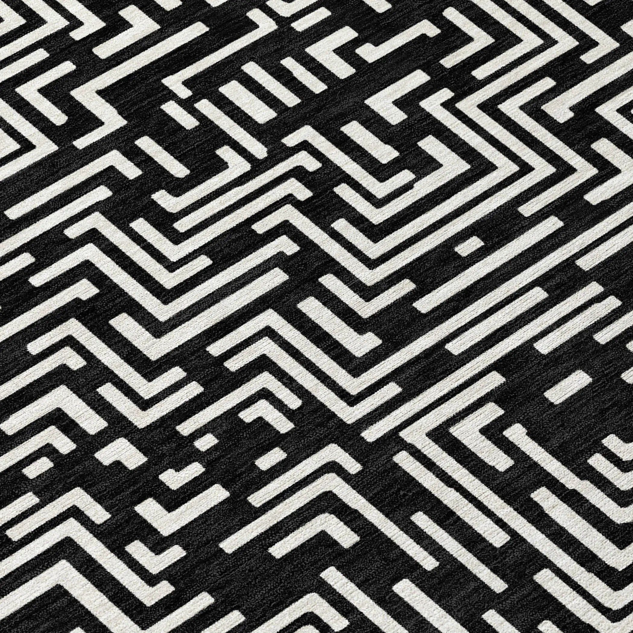 9' X 12' Black And Silver Geometric Washable Indoor Outdoor Area Rug Homeroots Outdoor