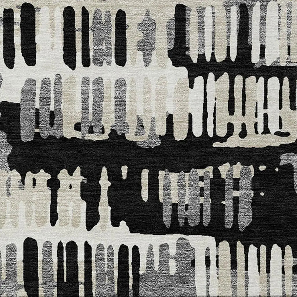 9' X 12' Black And Taupe Abstract Washable Indoor Outdoor Area Rug Homeroots Outdoor
