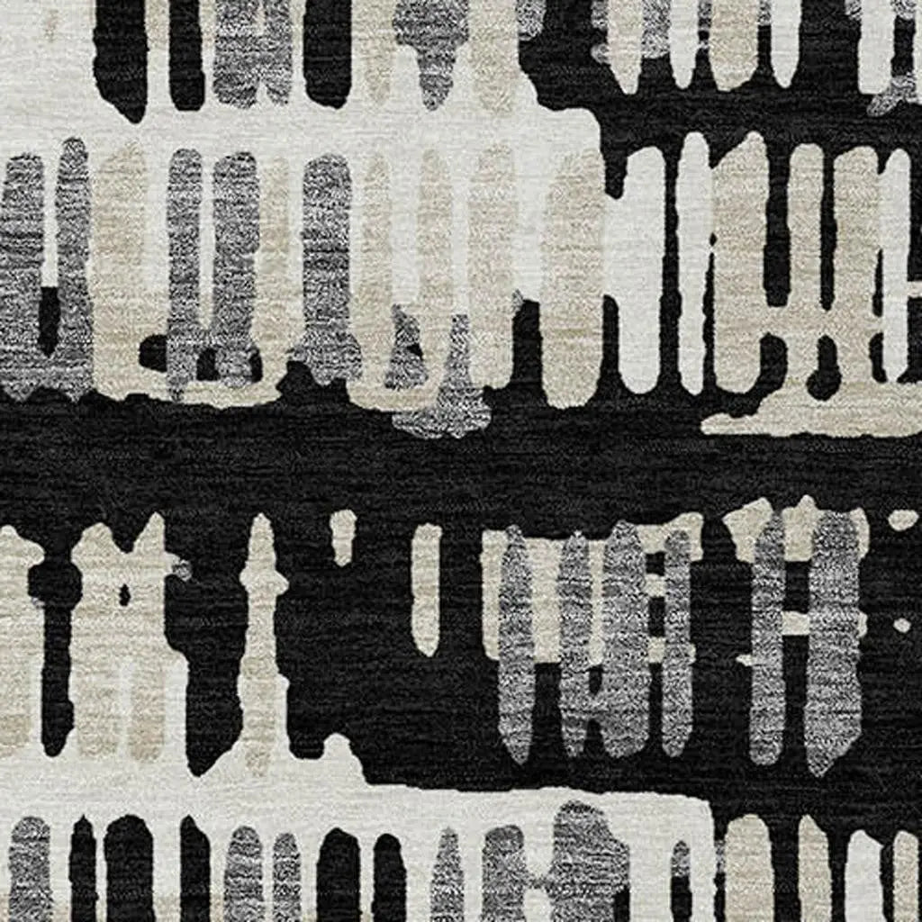 9' X 12' Black And Taupe Abstract Washable Indoor Outdoor Area Rug Homeroots Outdoor