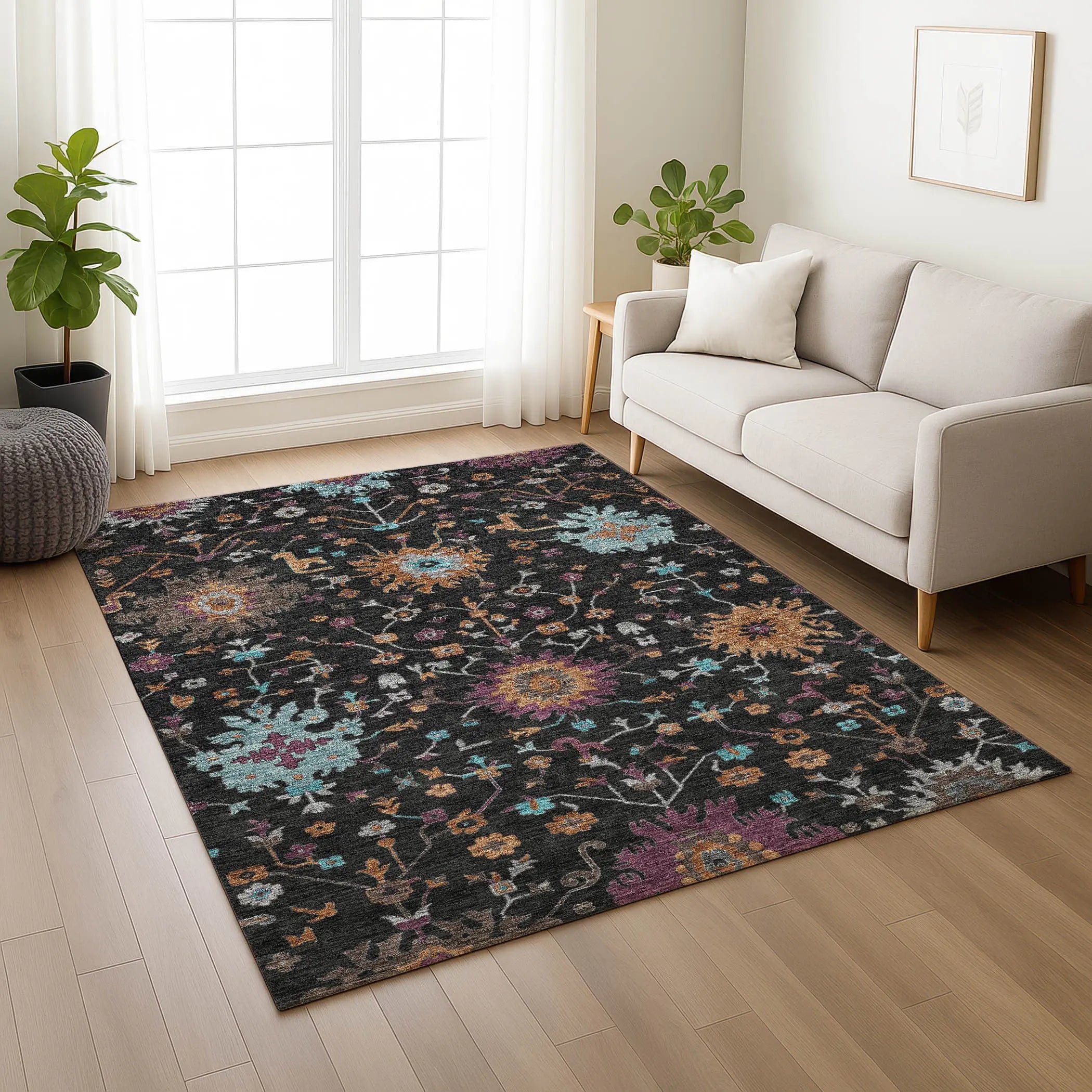 9' X 12' Black And Teal Blue Faux Bois Washable Indoor Outdoor Area Rug Homeroots Outdoor