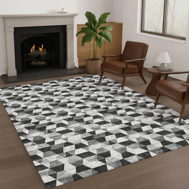 9' X 12' Black And Wheat Geometric Washable Indoor Outdoor Area Rug Homeroots Outdoor