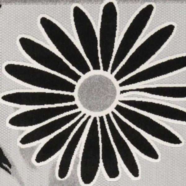 9' X 12' Black And White Floral Stain Resistant Non Skid Area Rug Homeroots Outdoor