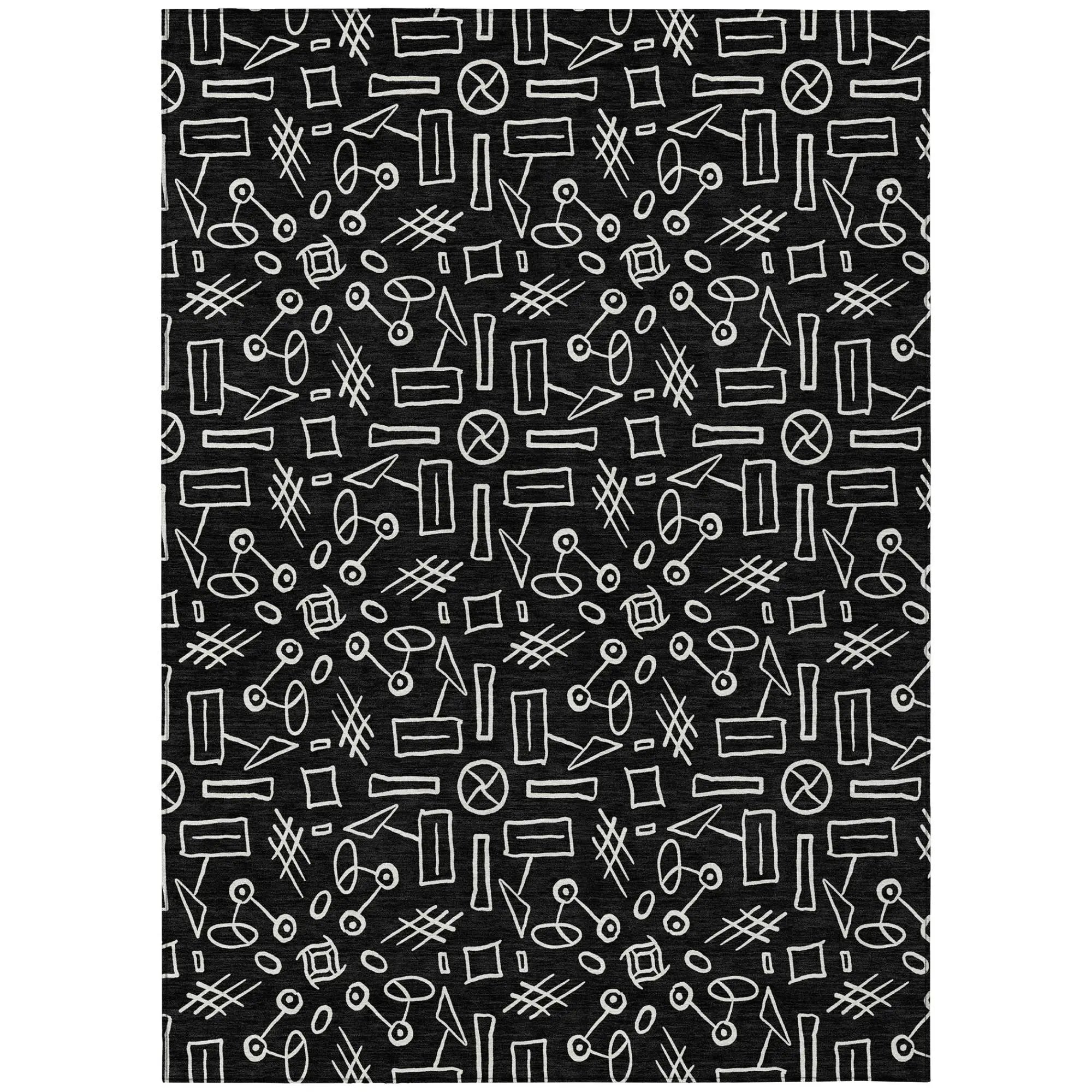 9' X 12' Black And White Geometric Washable Indoor Outdoor Area Rug Homeroots Outdoor