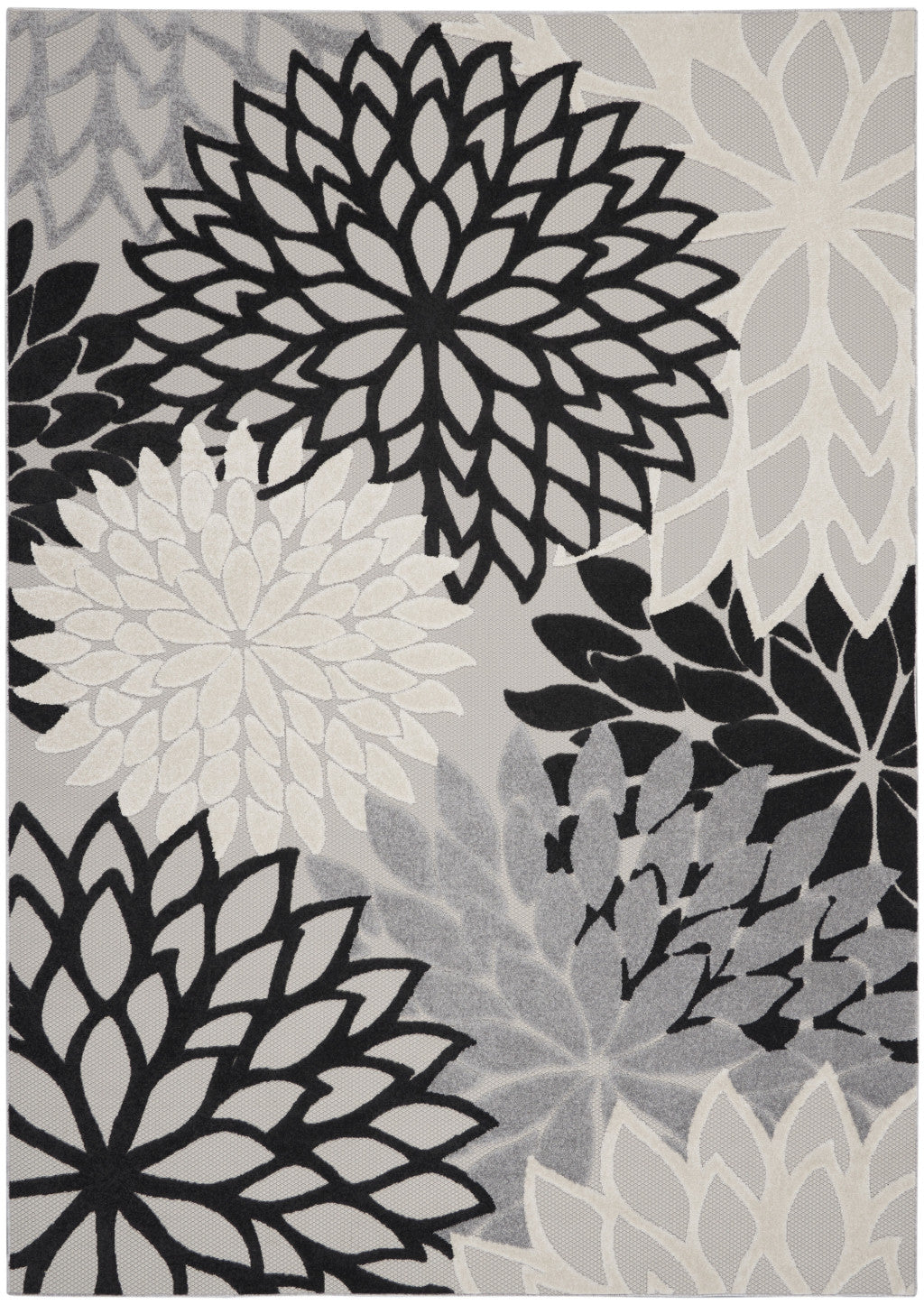 9' X 12' Black And White Indoor Outdoor Area Rug - GreatEagleInc