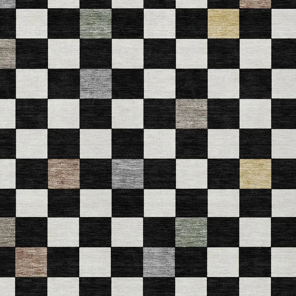 9' X 12' Black And Yellow Geometric Washable Indoor Outdoor Area Rug Homeroots Outdoor