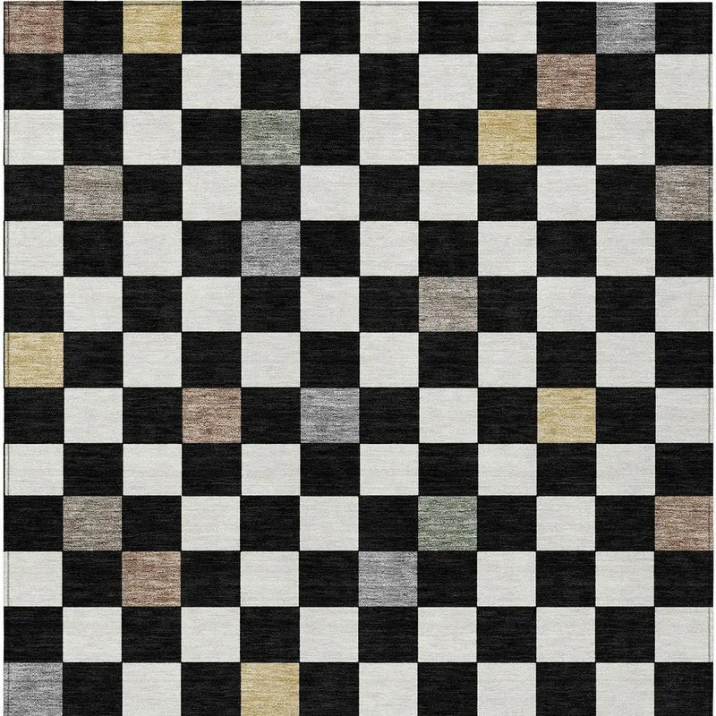 9' X 12' Black And Yellow Geometric Washable Indoor Outdoor Area Rug Homeroots Outdoor