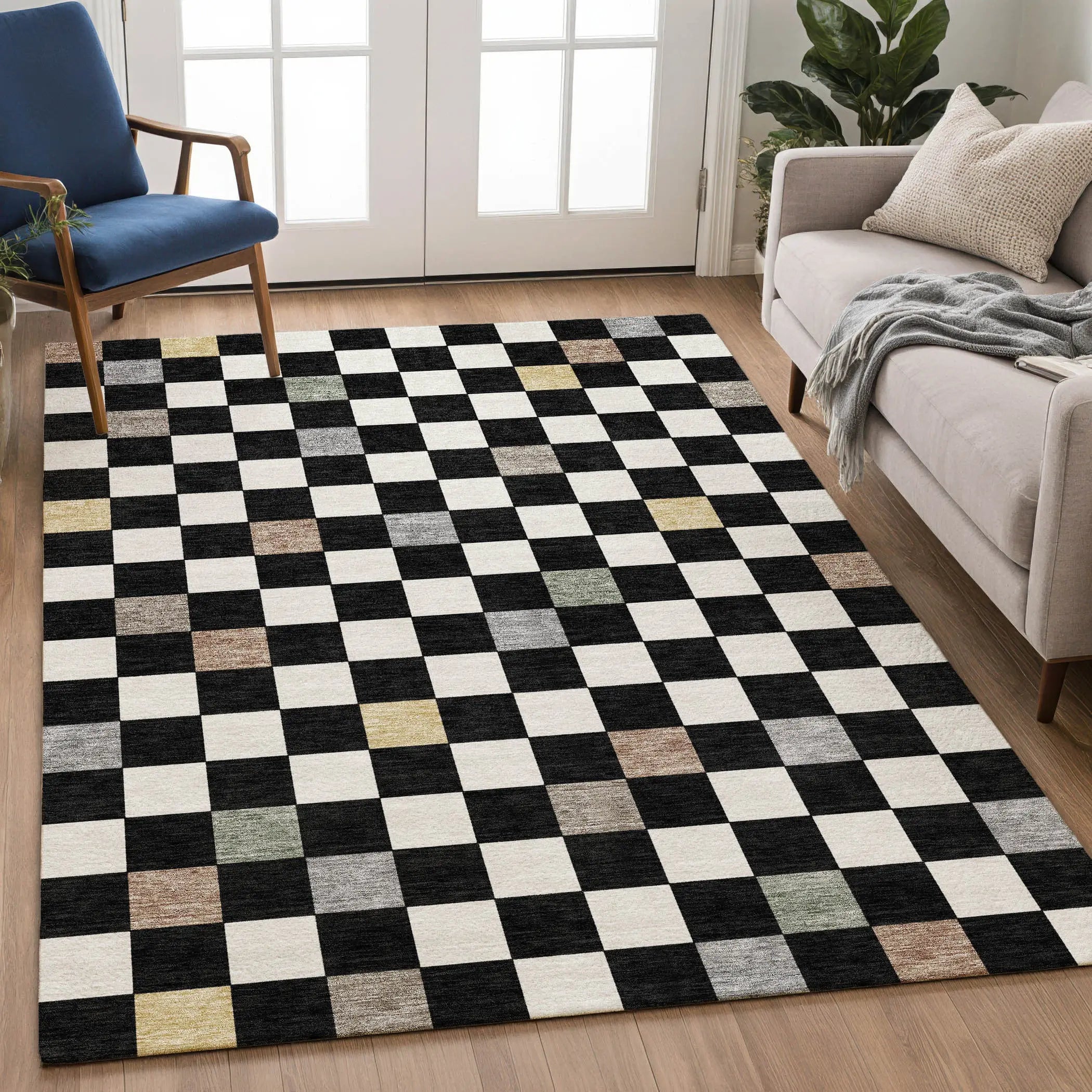 9' X 12' Black And Yellow Geometric Washable Indoor Outdoor Area Rug Homeroots Outdoor