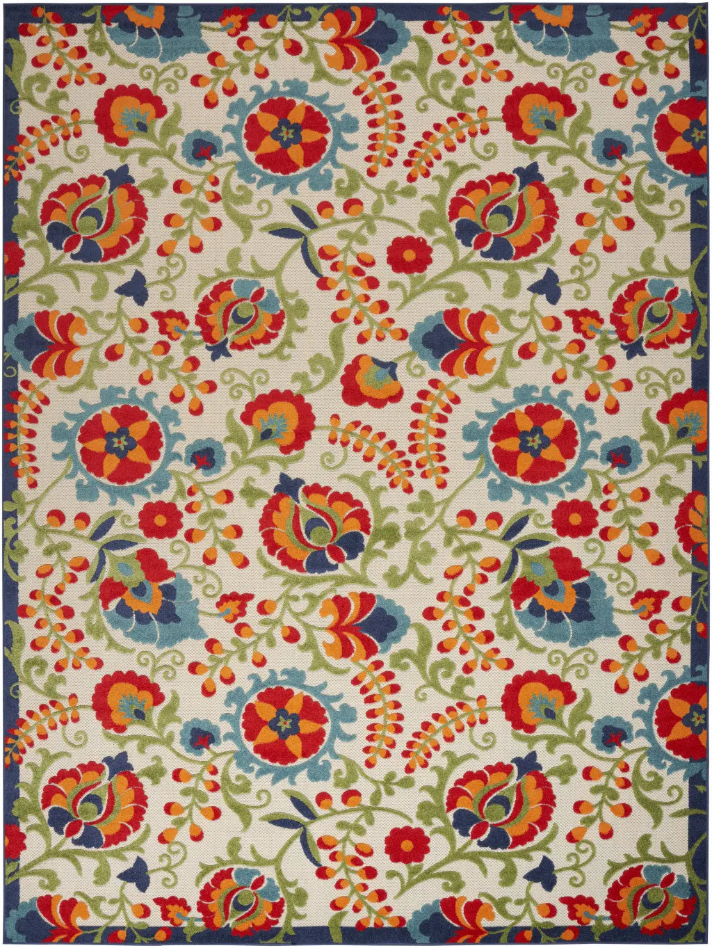 9' X 12' Blue And Beige Indoor Outdoor Area Rug Homeroots Outdoor