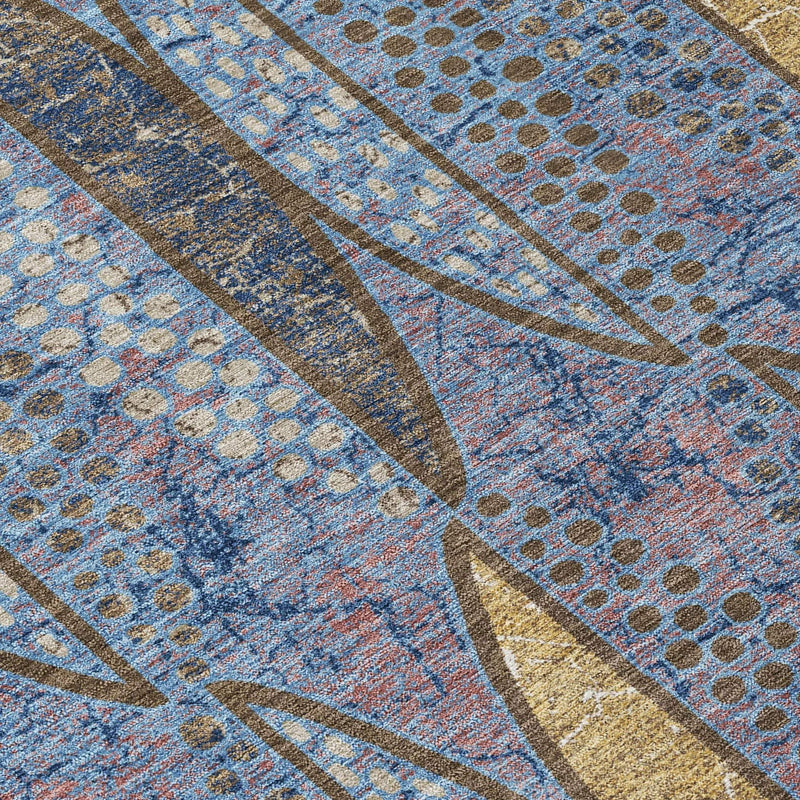 9' X 12' Blue And Brown Geometric Washable Indoor Outdoor Area Rug Homeroots Outdoor