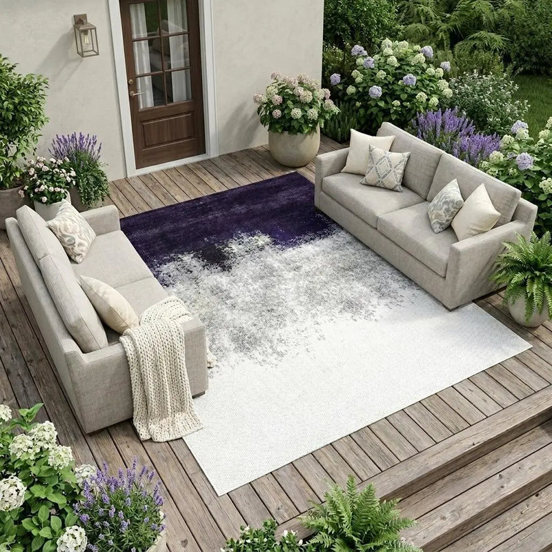 9' X 12' Blue And Charcoal Geometric Washable Indoor Outdoor Area Rug Homeroots Outdoor