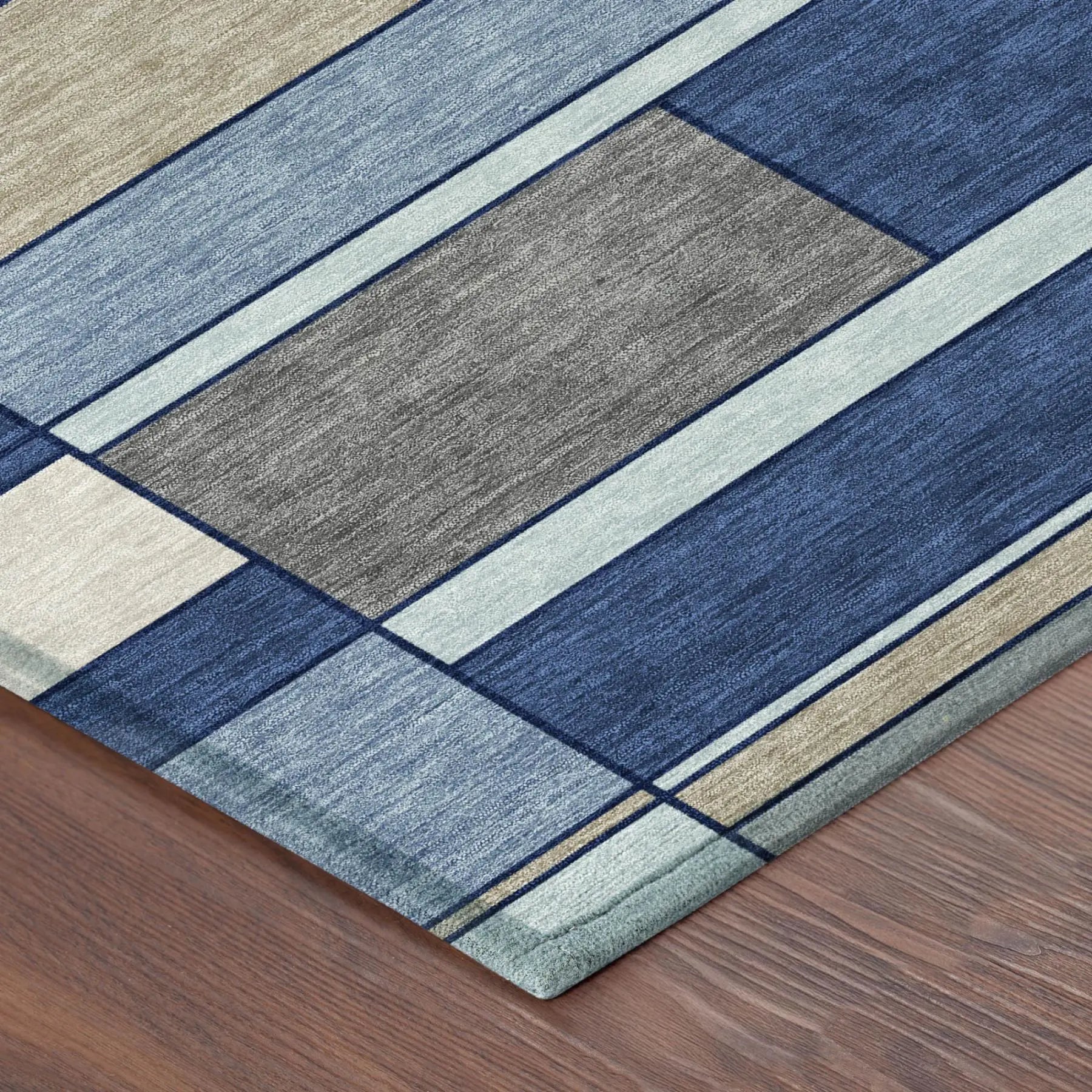 9' X 12' Blue And Chocolate Geometric Washable Indoor Outdoor Area Rug Homeroots Outdoor