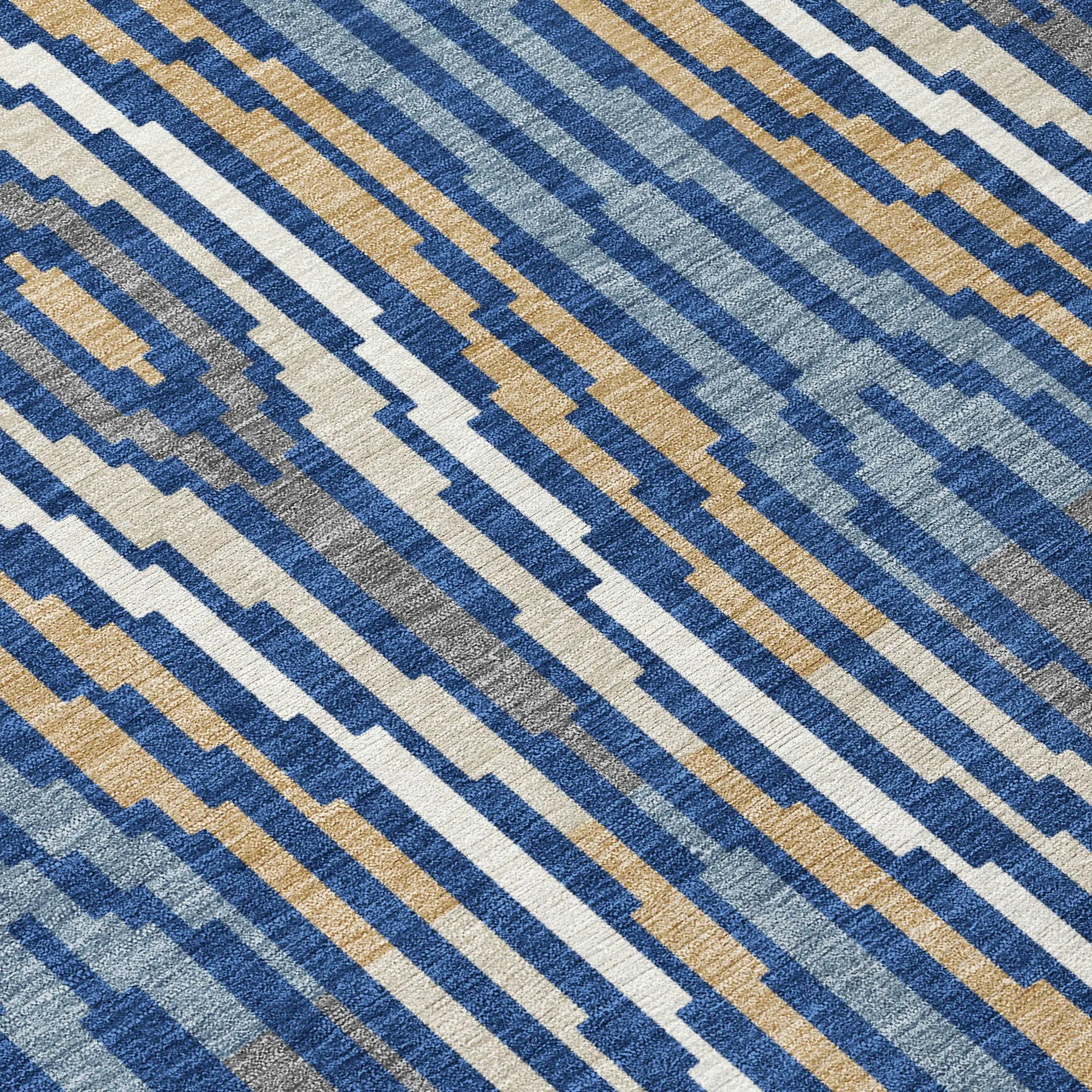 9' X 12' Blue And Denim Blue Abstract Washable Indoor Outdoor Area Rug Homeroots Outdoor