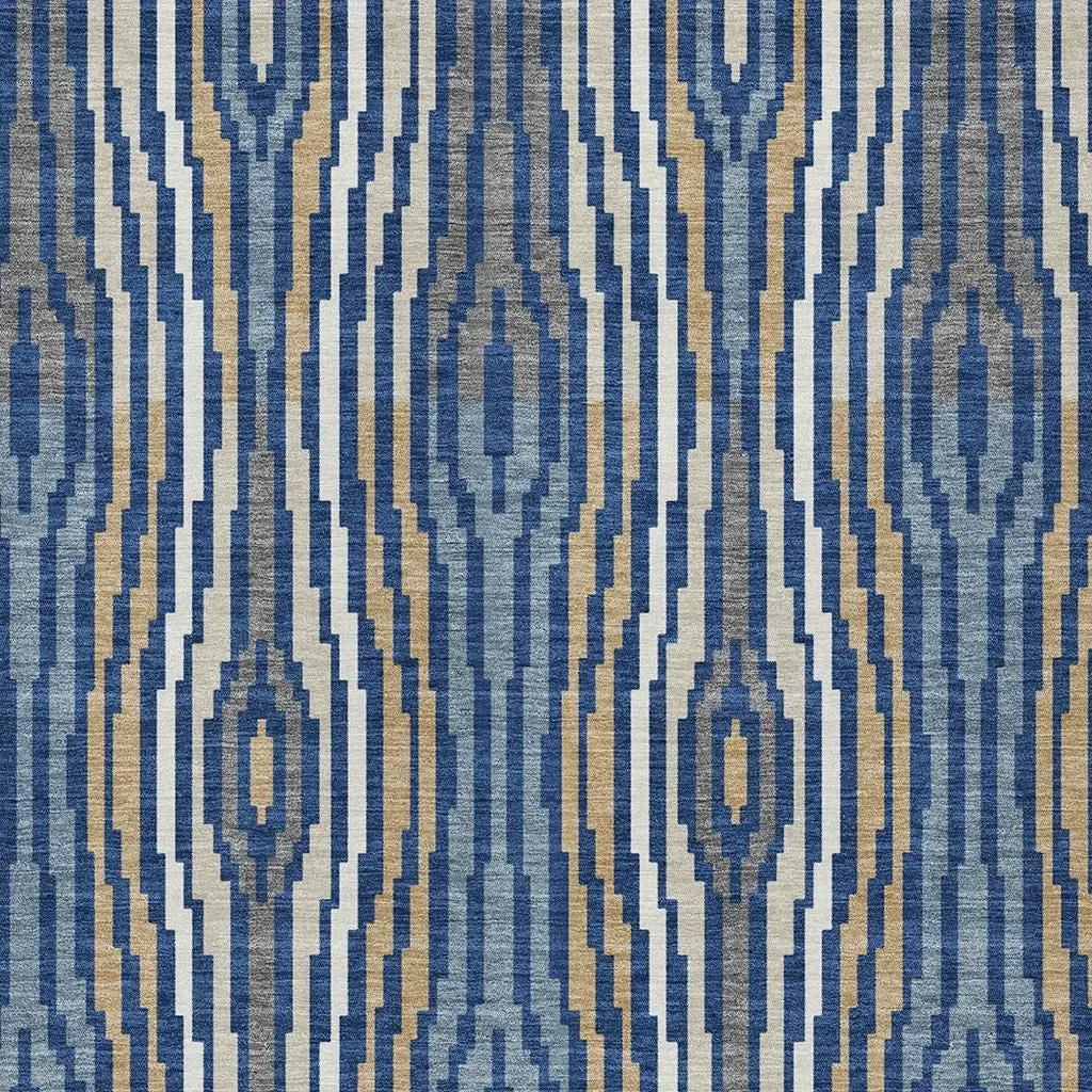 9' X 12' Blue And Denim Blue Abstract Washable Indoor Outdoor Area Rug Homeroots Outdoor