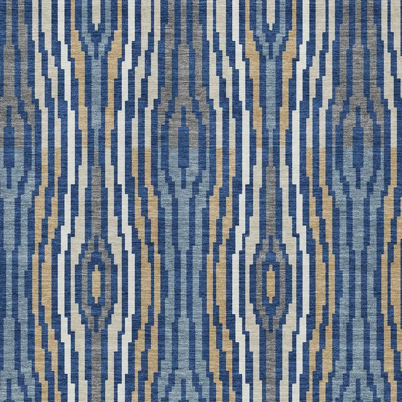 9' X 12' Blue And Denim Blue Abstract Washable Indoor Outdoor Area Rug Homeroots Outdoor