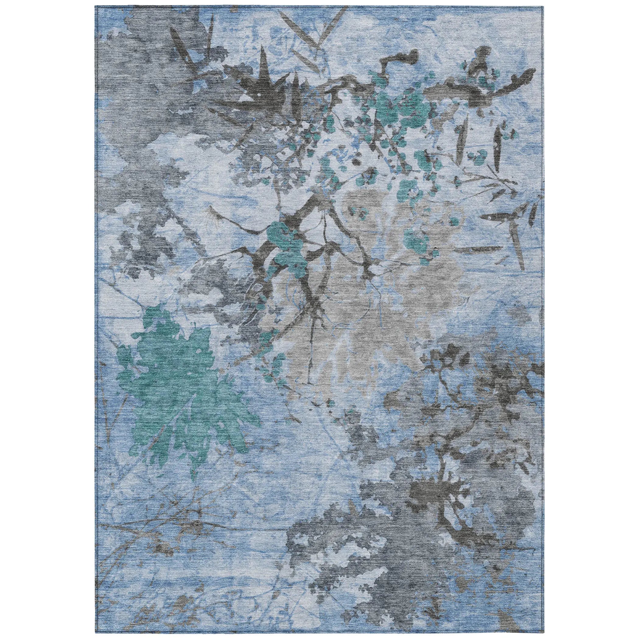 9' X 12' Blue And Gray Abstract Washable Indoor Outdoor Area Rug Homeroots Outdoor