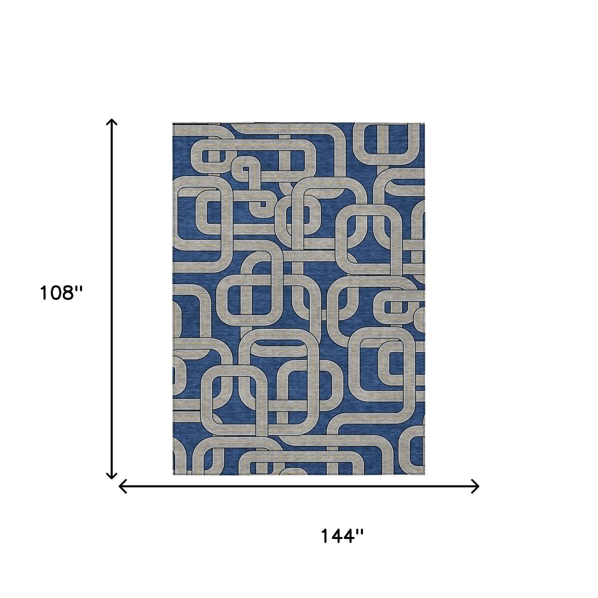 9' X 12' Blue And Gray Geometric Washable Indoor Outdoor Area Rug Homeroots Outdoor