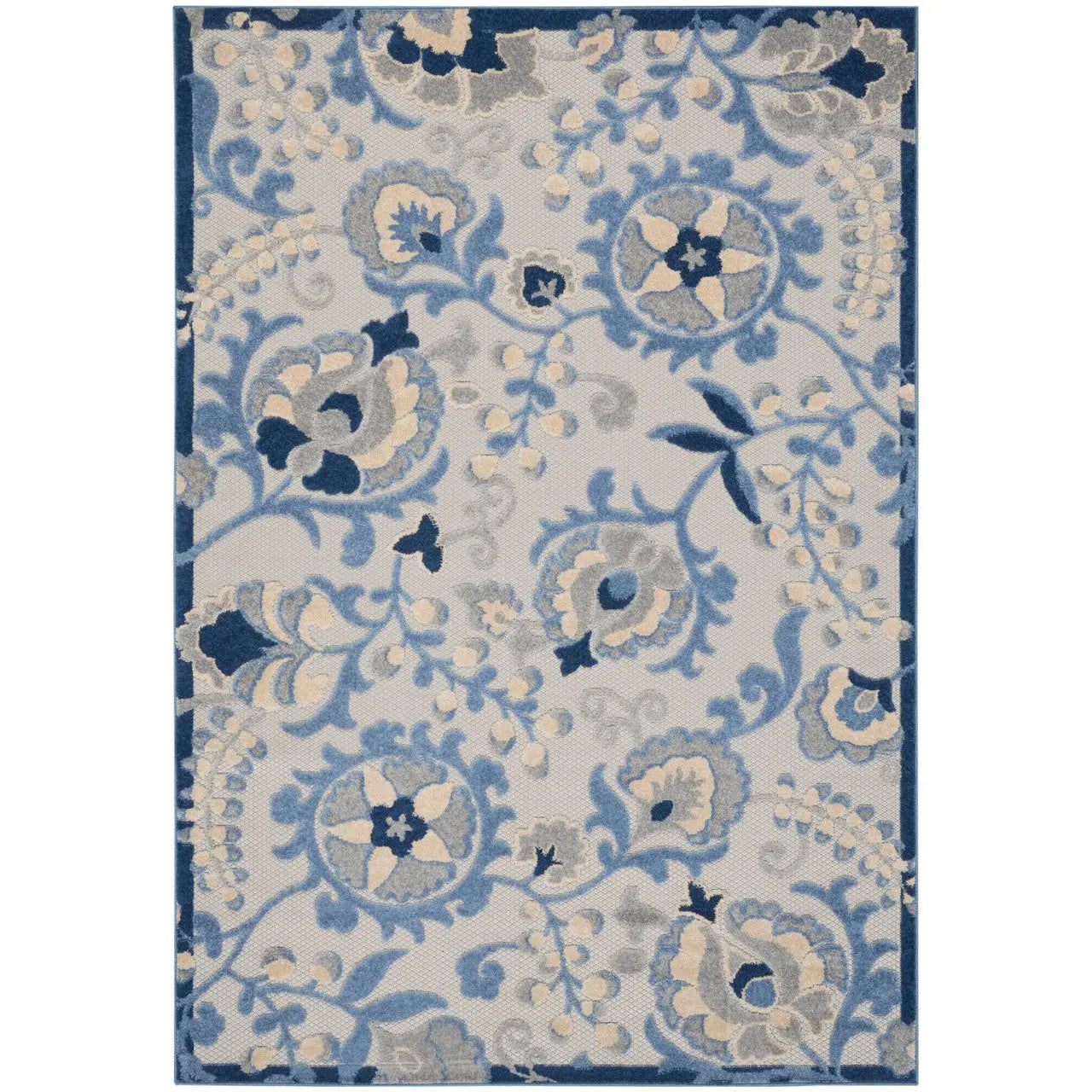 9' X 12' Blue And Gray Indoor Outdoor Area Rug - GreatEagleInc