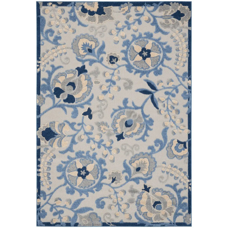 9' X 12' Blue And Gray Indoor Outdoor Area Rug - GreatEagleInc