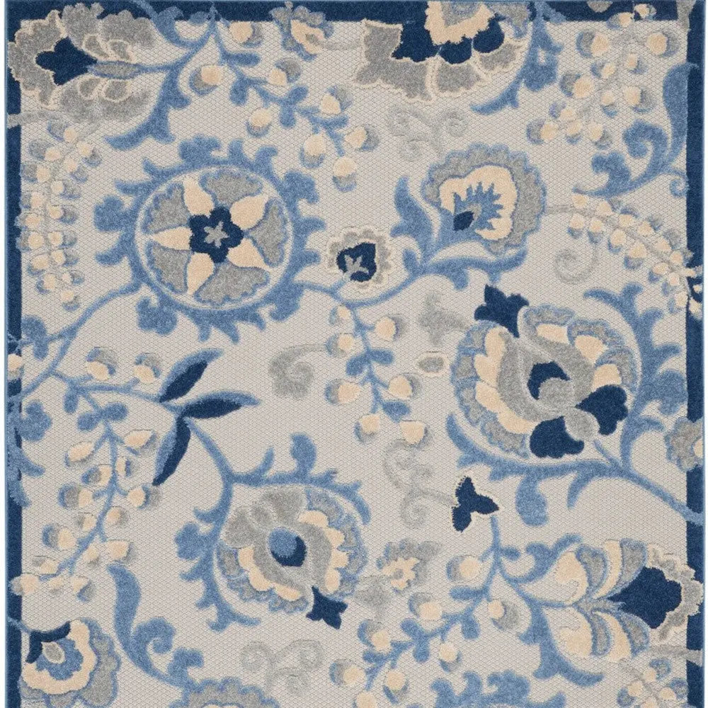 9' X 12' Blue And Gray Indoor Outdoor Area Rug - GreatEagleInc