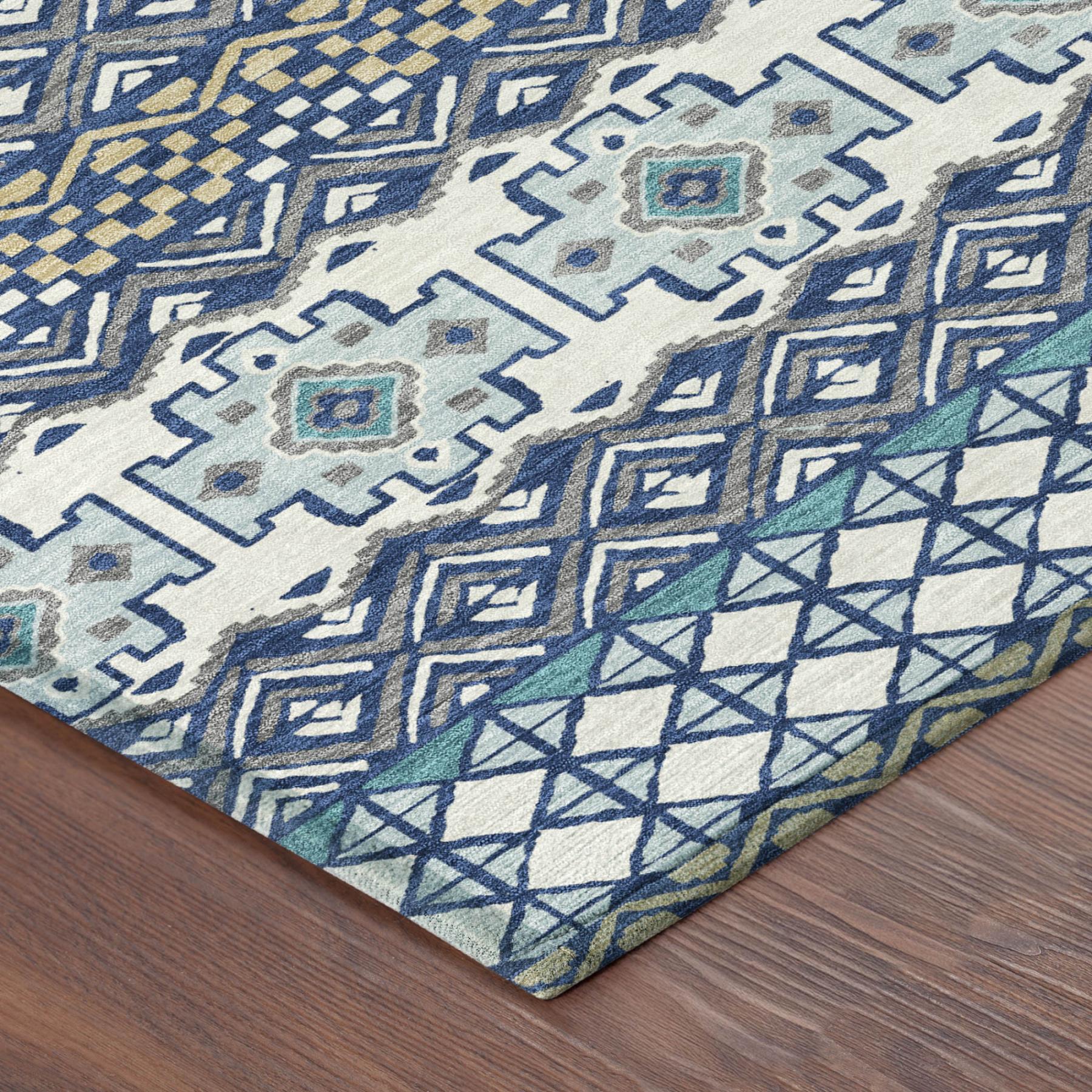 9' X 12' Blue And Gray Striped Washable Indoor Outdoor Area Rug Homeroots Outdoor