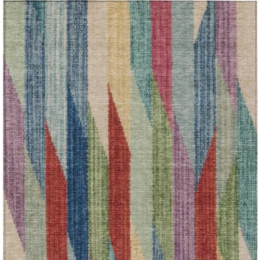 9' X 12' Blue And Gray Striped Washable Indoor Outdoor Area Rug Homeroots Outdoor
