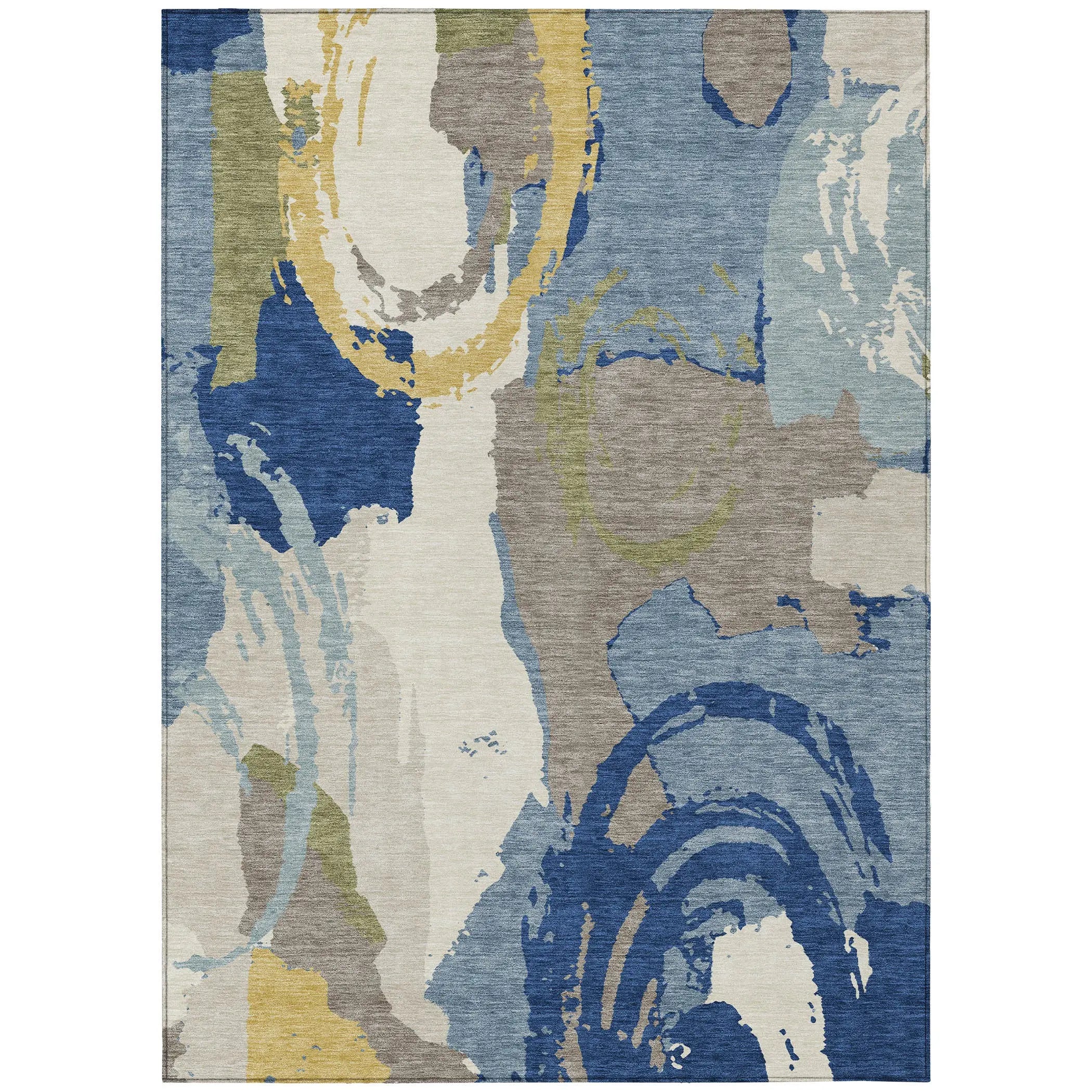 9' X 12' Blue And Green Abstract Washable Indoor Outdoor Area Rug Homeroots Outdoor