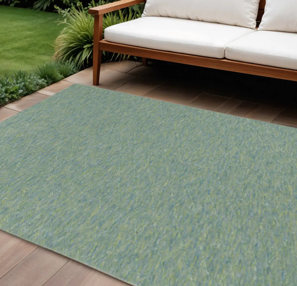 9' X 12' Blue And Green Geometric Indoor Outdoor Area Rug Homeroots Outdoor