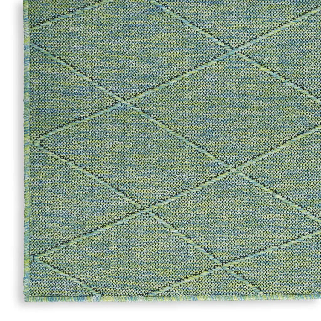 9' X 12' Blue And Green Geometric Indoor Outdoor Area Rug Homeroots Outdoor