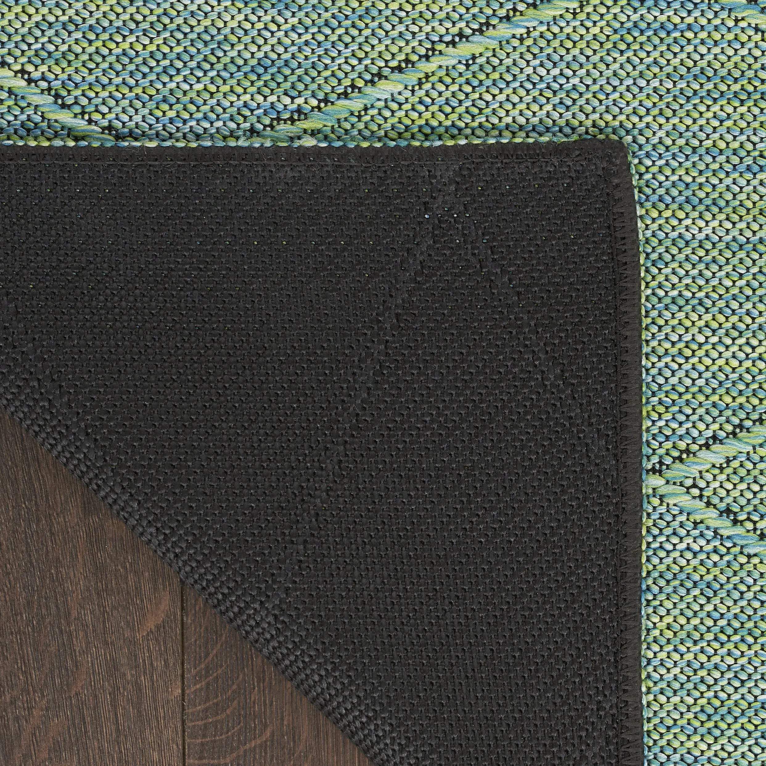 9' X 12' Blue And Green Geometric Indoor Outdoor Area Rug Homeroots Outdoor