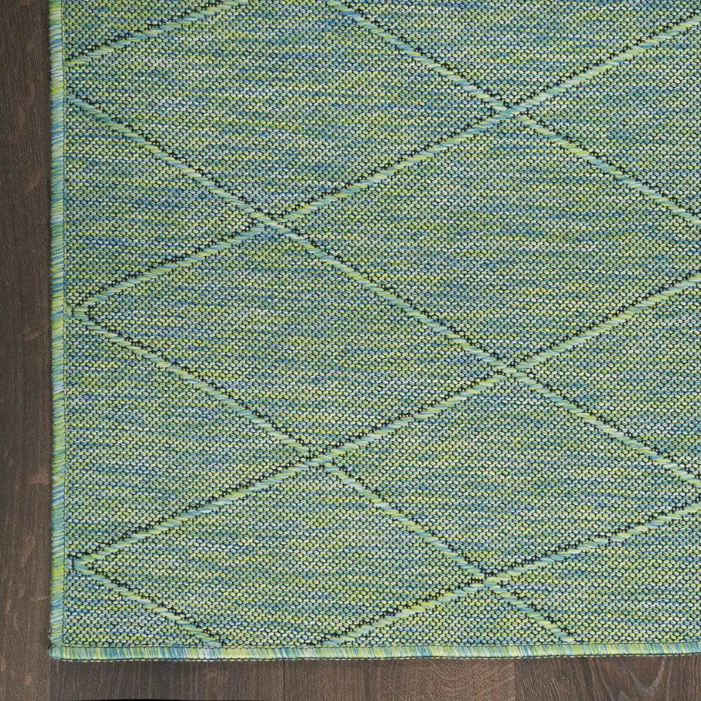 9' X 12' Blue And Green Geometric Indoor Outdoor Area Rug Homeroots Outdoor