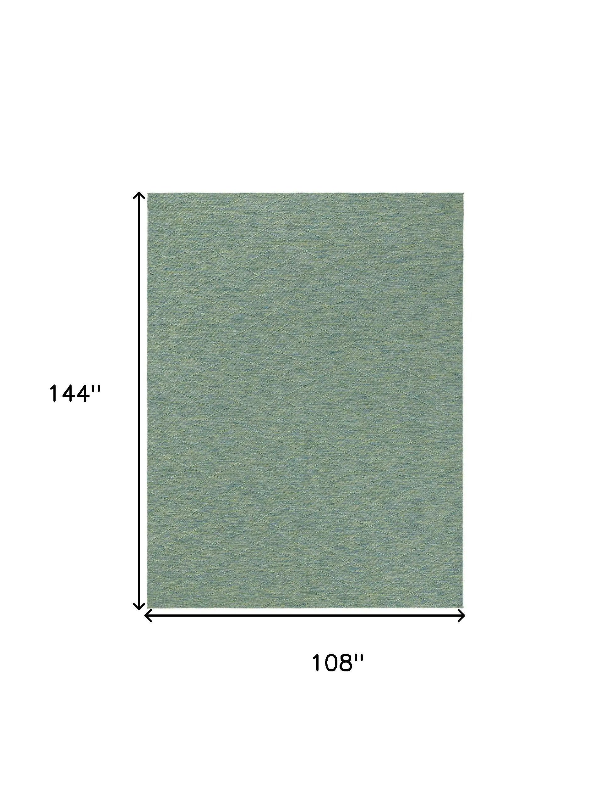 9' X 12' Blue And Green Geometric Indoor Outdoor Area Rug Homeroots Outdoor