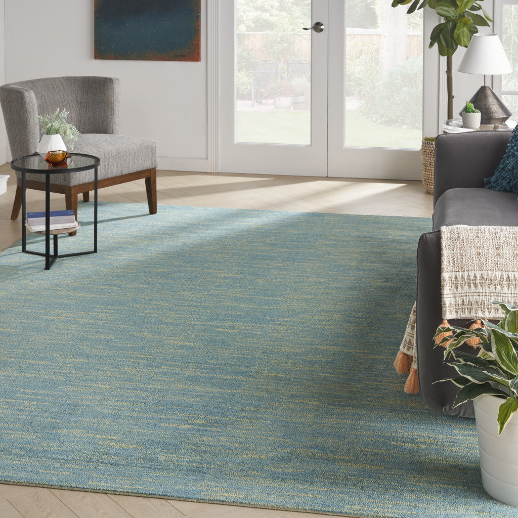 9' X 12' Blue And Green Indoor Outdoor Area Rug - GreatEagleInc