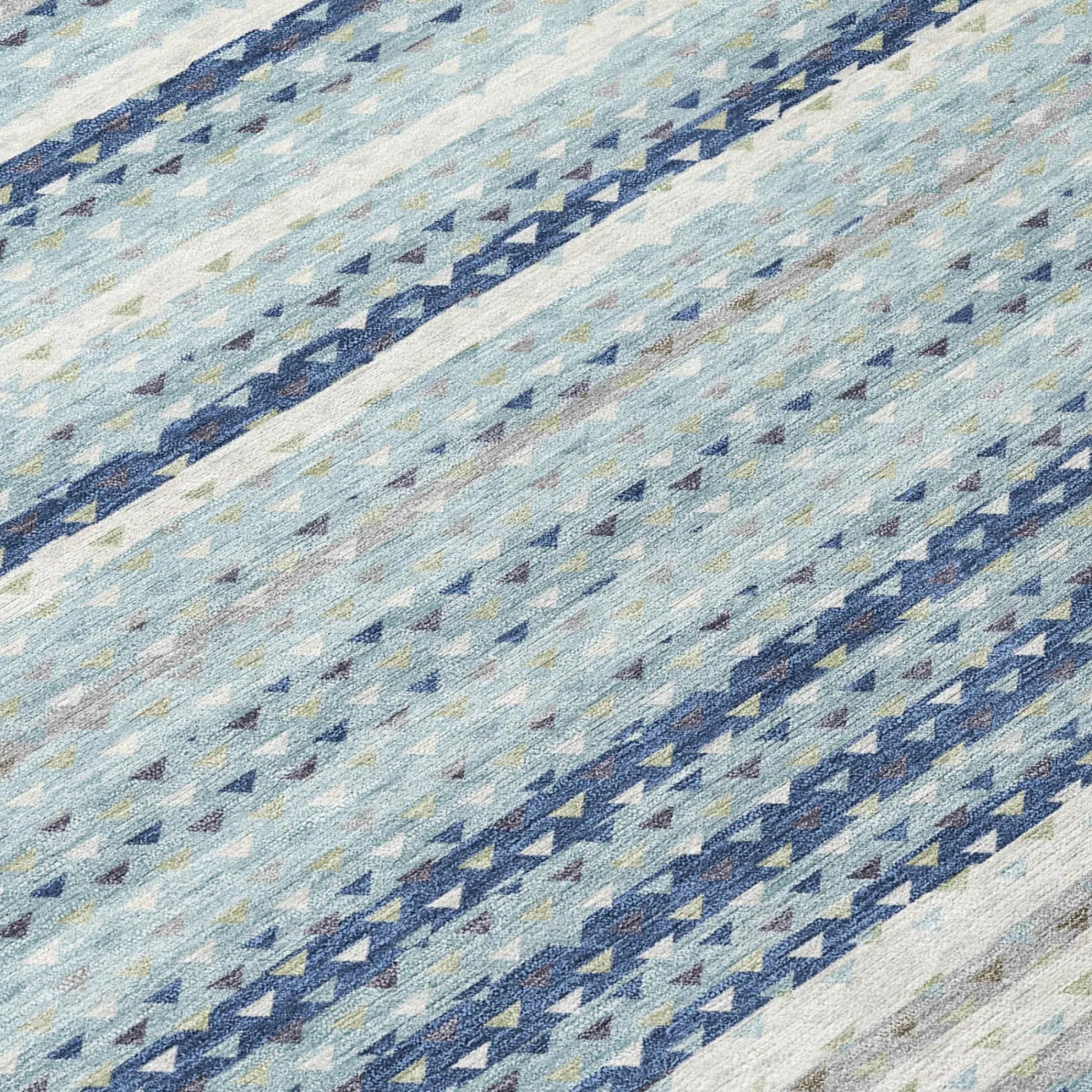9' X 12' Blue And Ivory Striped Washable Indoor Outdoor Area Rug Homeroots Outdoor