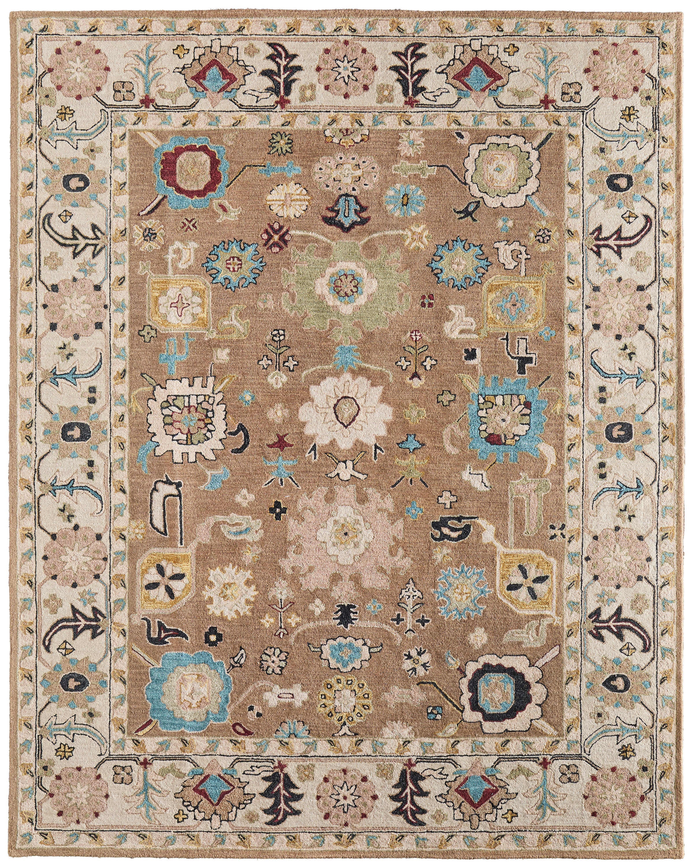 9' X 12' Blue And Ivory Wool Floral Hand Tufted Area Rug Homeroots Home Decor
