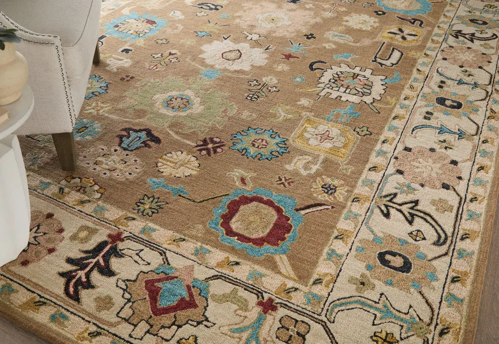 9' X 12' Blue And Ivory Wool Floral Hand Tufted Area Rug Homeroots Home Decor