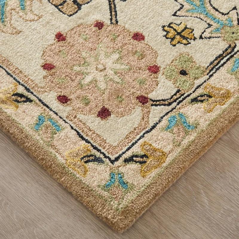 9' X 12' Blue And Ivory Wool Floral Hand Tufted Area Rug Homeroots Home Decor