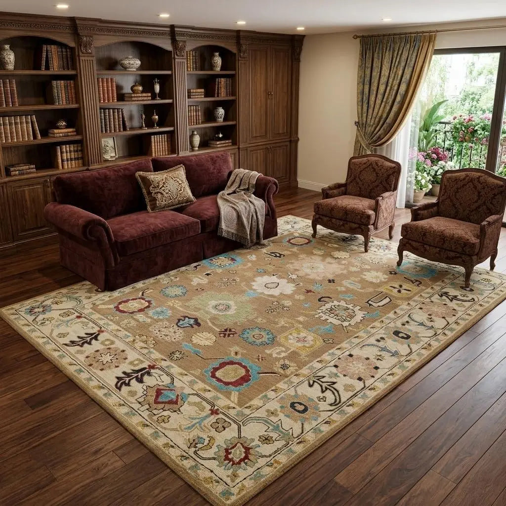9' X 12' Blue And Ivory Wool Floral Hand Tufted Area Rug Homeroots Home Decor