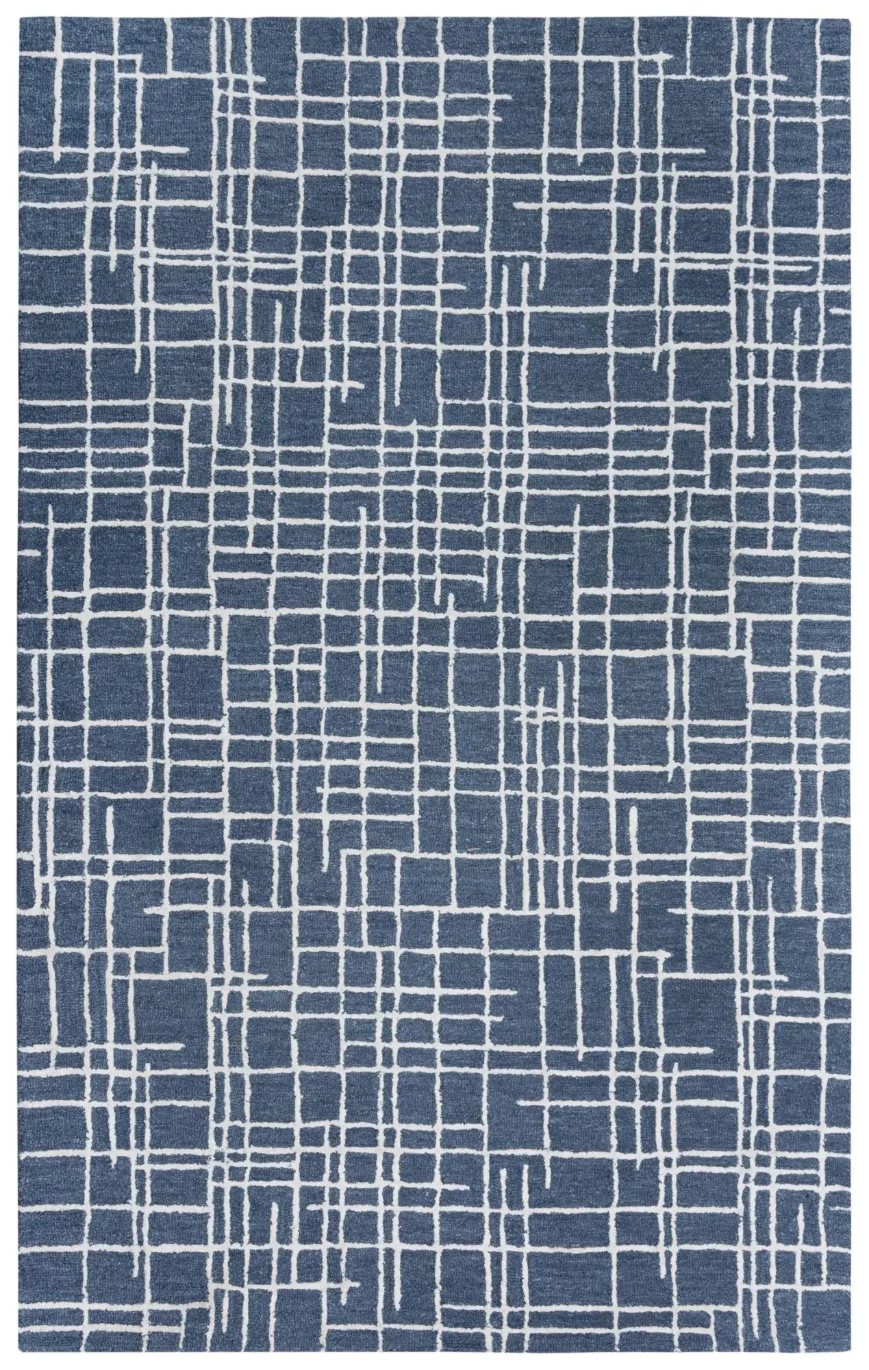 9' X 12' Blue And Ivory Wool Geometric Hand Tufted Area Rug Homeroots Home Decor