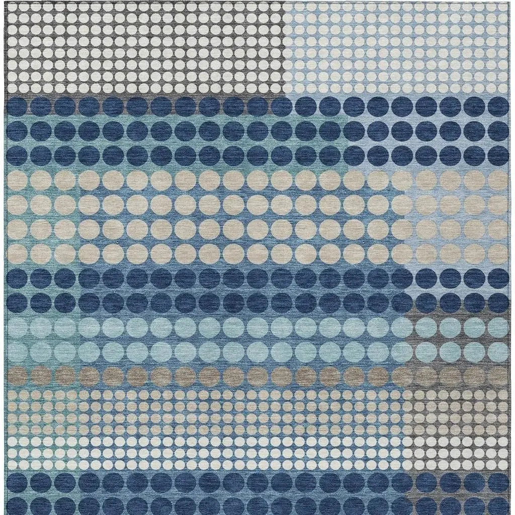 9' X 12' Blue And Navy Blue Geometric Washable Indoor Outdoor Area Rug Homeroots Outdoor