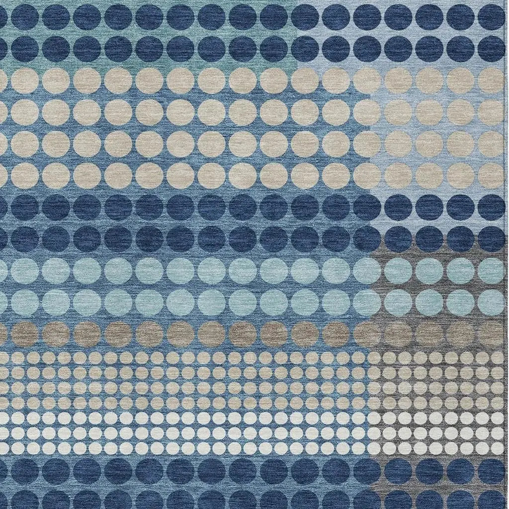 9' X 12' Blue And Navy Blue Geometric Washable Indoor Outdoor Area Rug Homeroots Outdoor