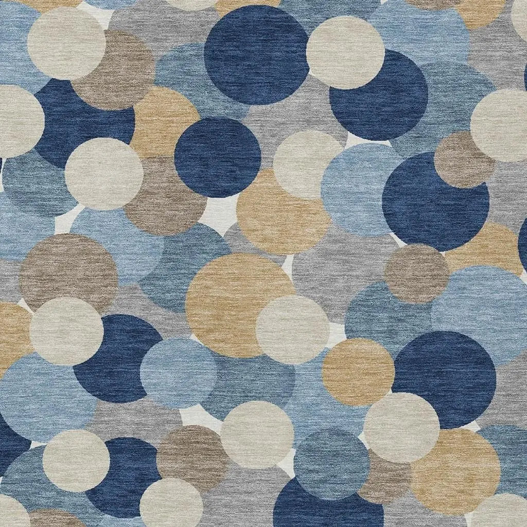 9' X 12' Blue And Navy Blue Geometric Washable Indoor Outdoor Area Rug Homeroots Outdoor