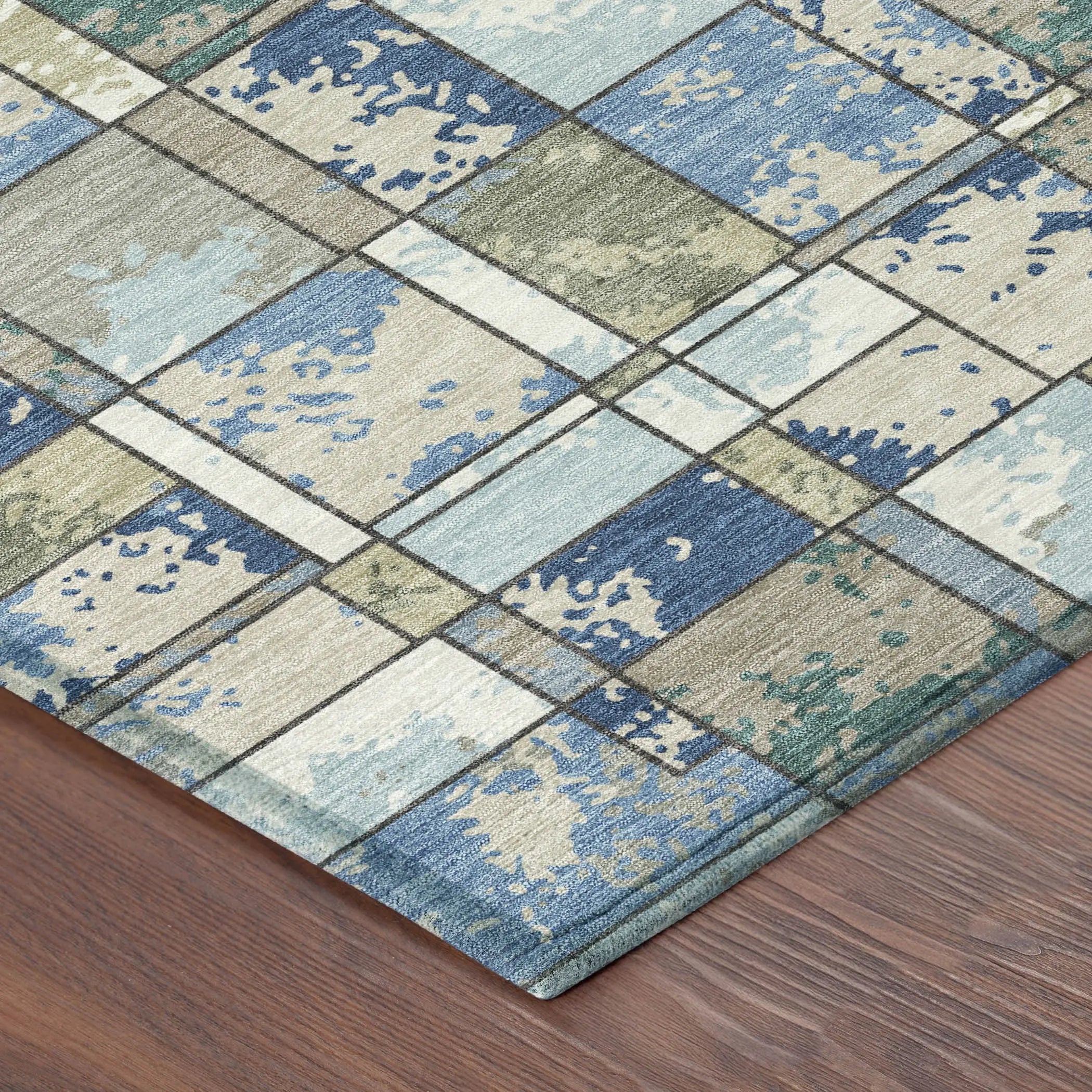 9' X 12' Blue And Navy Blue Geometric Washable Indoor Outdoor Area Rug Homeroots Outdoor