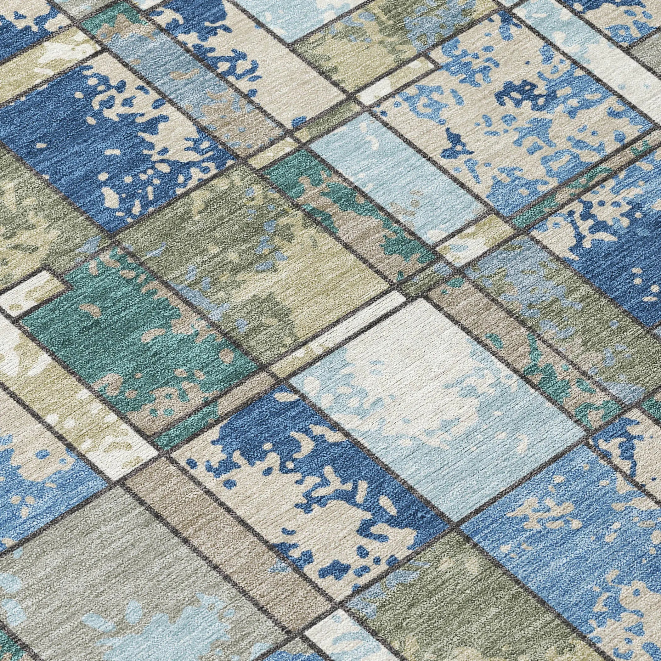 9' X 12' Blue And Navy Blue Geometric Washable Indoor Outdoor Area Rug Homeroots Outdoor
