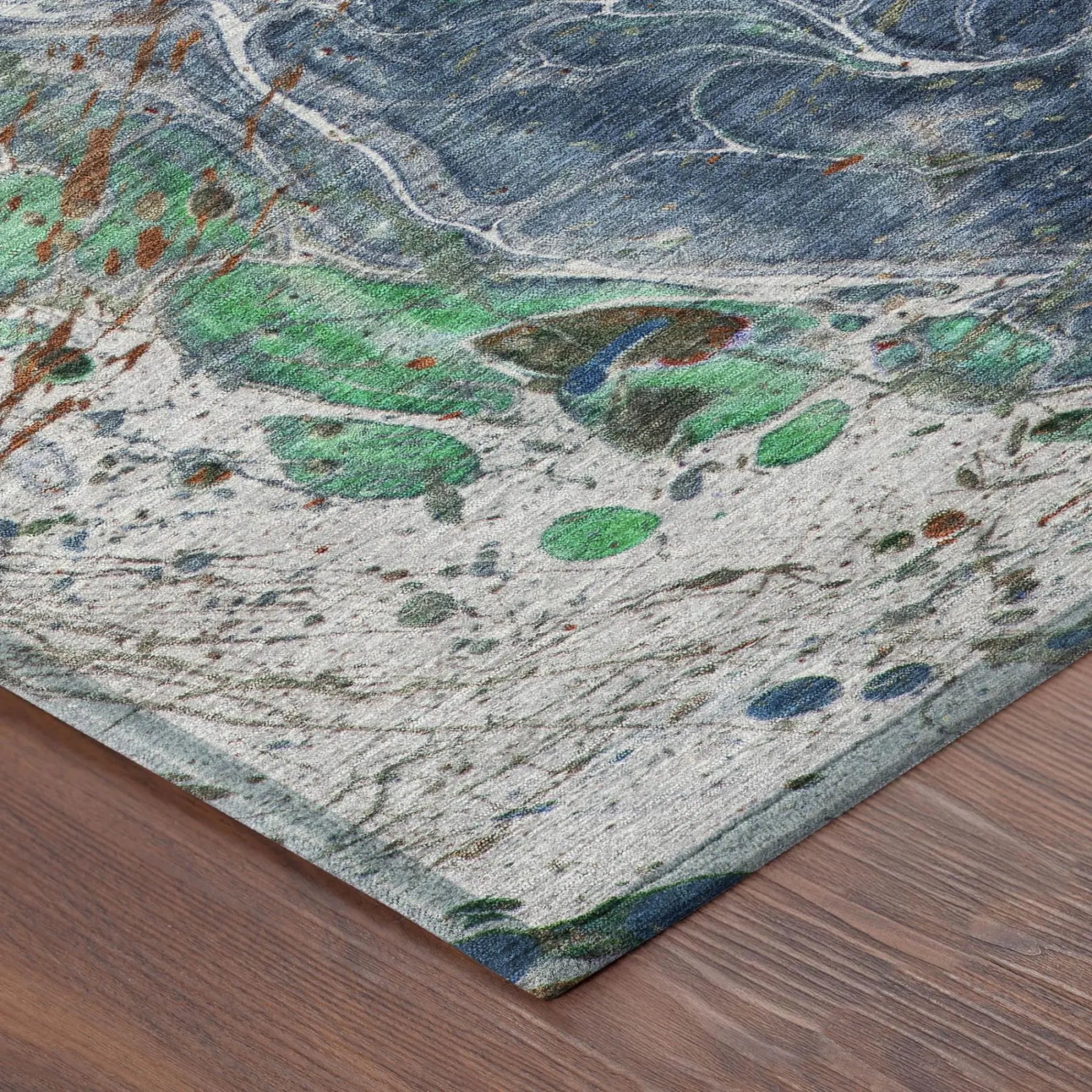 9' X 12' Blue And Pewter Abstract Washable Indoor Outdoor Area Rug Homeroots Outdoor