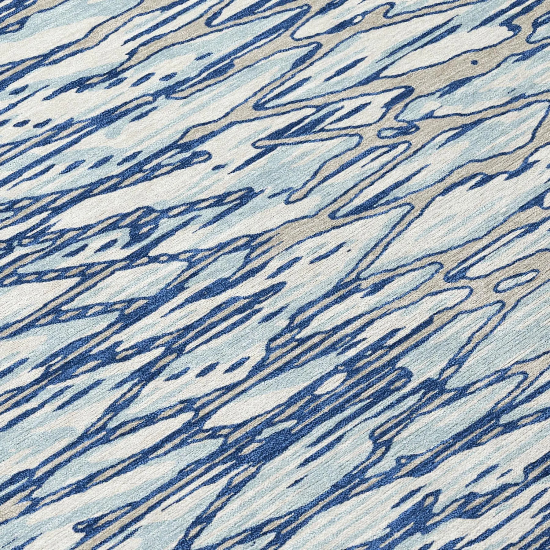 9' X 12' Blue And Silver Abstract Washable Indoor Outdoor Area Rug Homeroots Outdoor